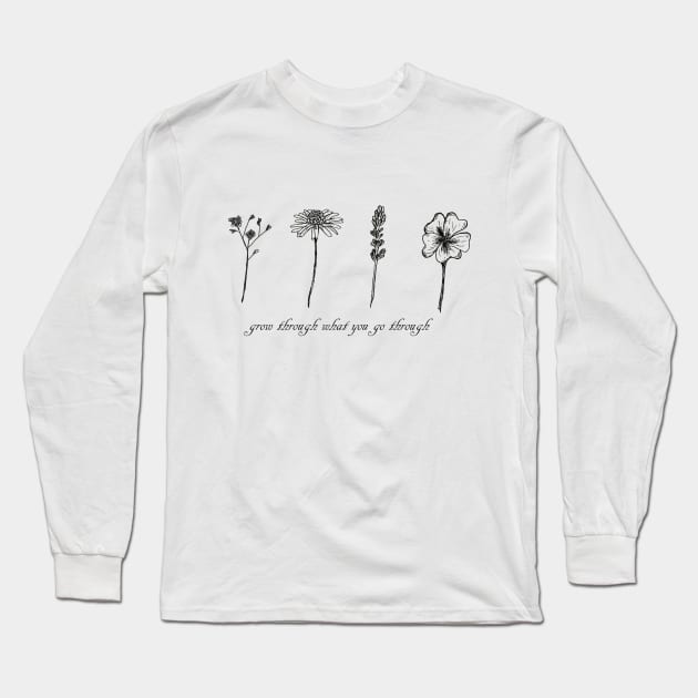 Spring flower sketch design Long Sleeve T-Shirt by deadlydelicatedesigns